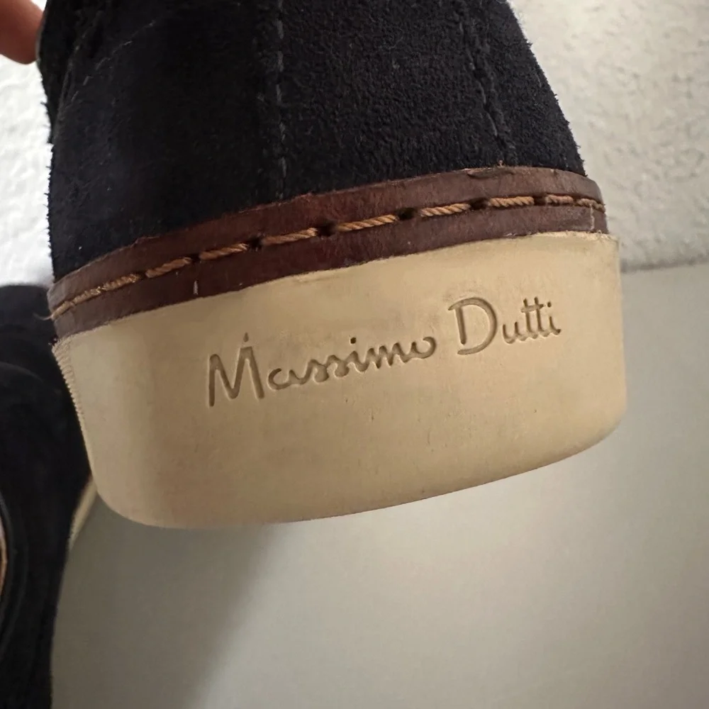 Men's MASSIMO DUTTI Suede Wingtip Oxford‎ Shoes Lace-Up Perforated Loafer Navy
